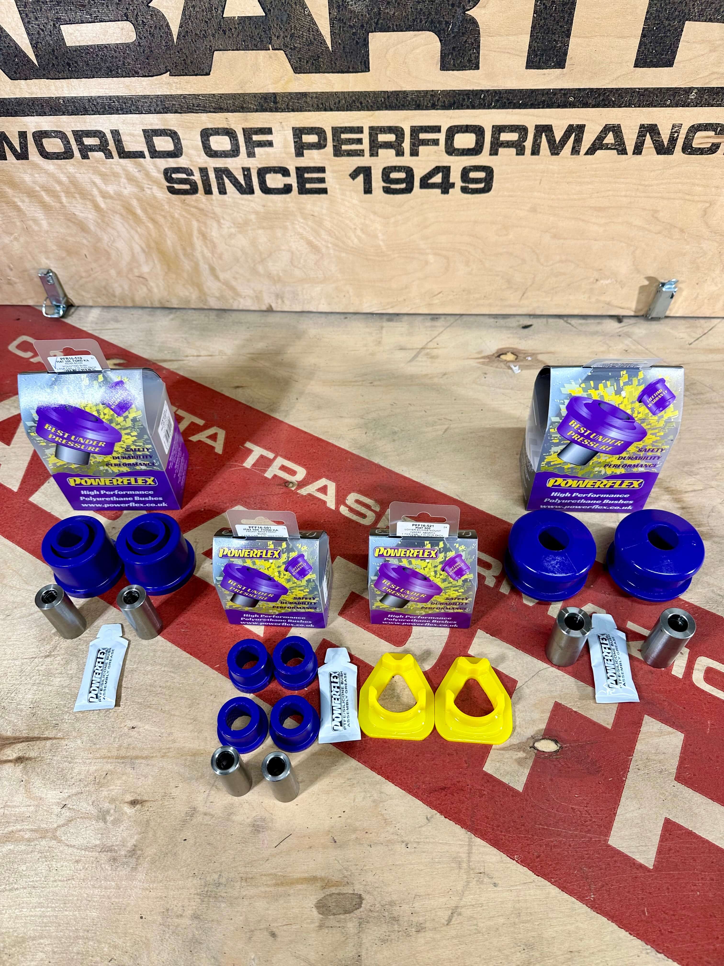 Kit Powerflex Anteriori + Ponte + Rinforzo motore originale 500 Abarth tutte le versioni