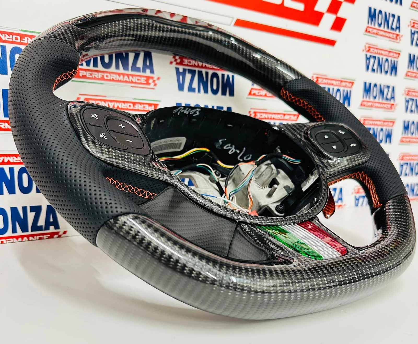 Volante LED 500 abarth restyling MTA   MULTIFUNZIONE carbonio- pelle - Image 3