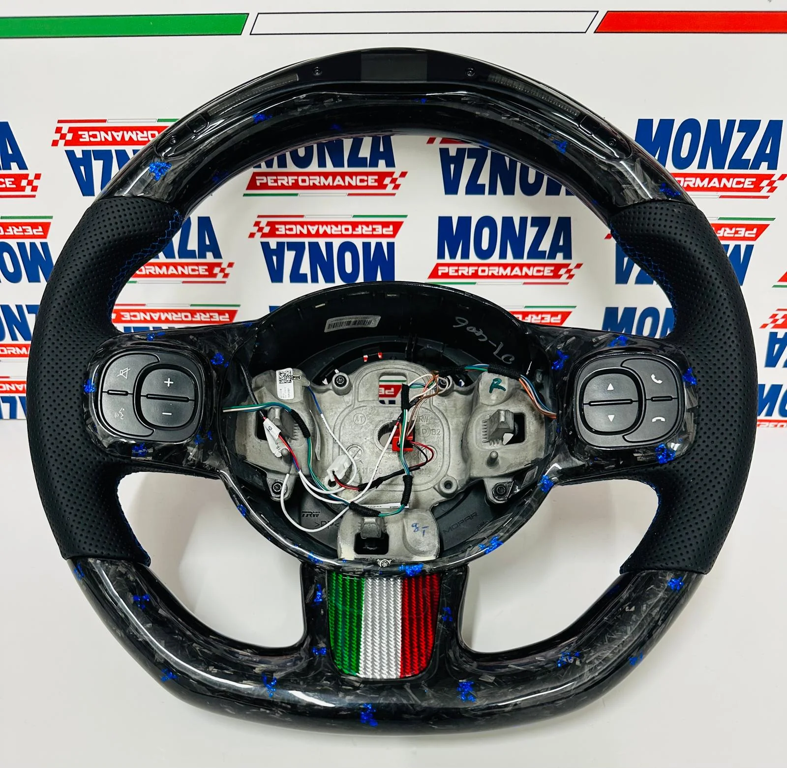 Volante LED 500 abarth restyling MULTIFUNZIONE carbonio forgiato - pelle - Image 2
